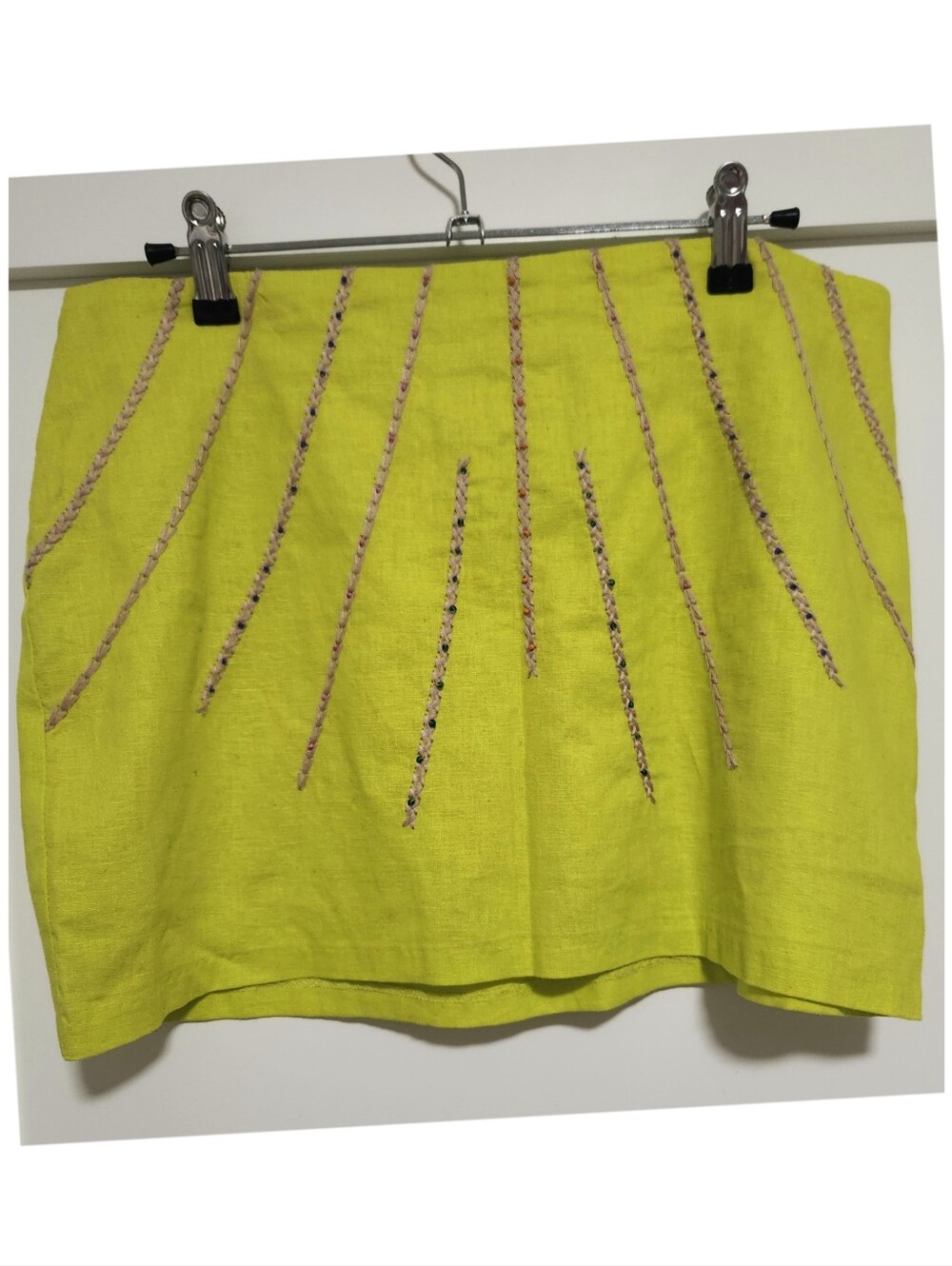 Rampage Lime Green Braided-Trim Mini Skirt